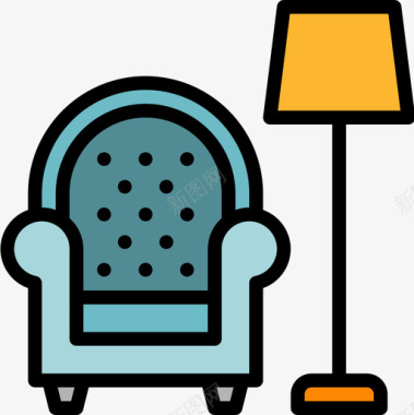扶手椅家具88线性颜色图标图标