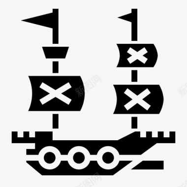 海盗船长帆船图标图标