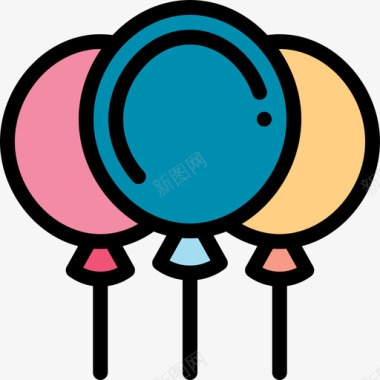 气球音乐节26线性颜色图标图标