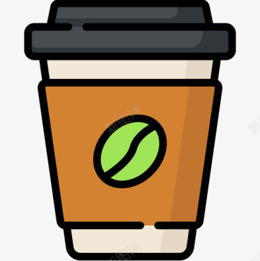 咖啡快餐43线性颜色图标图标