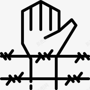 铁丝网和平与人权3直系图标图标