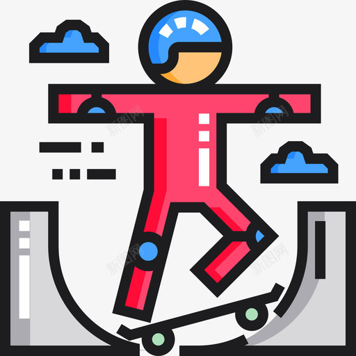 滑板极限运动7线性颜色图标svg_新图网 https://ixintu.com 极限运动7 滑板 线性颜色