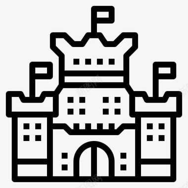 城堡建筑幻想图标图标