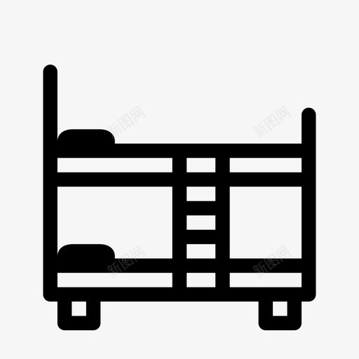 双层床卧室儿童图标svg_新图网 https://ixintu.com 儿童 卧室 双层床 室内 家具 家具和室内线
