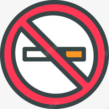 禁止吸烟烟草2线性颜色图标图标