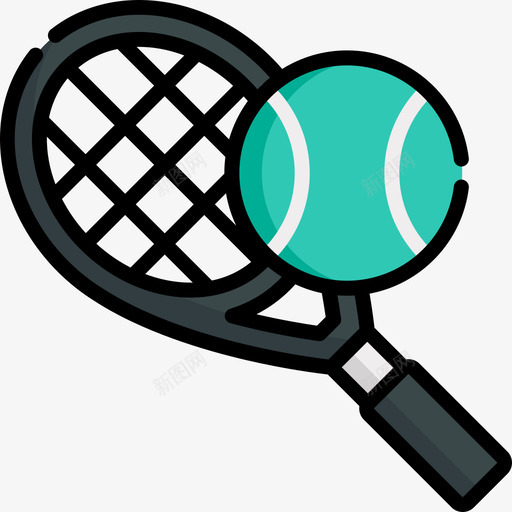 网球活跃的生活方式10线性颜色图标svg_新图网 https://ixintu.com 活跃的生活方式10 线性颜色 网球