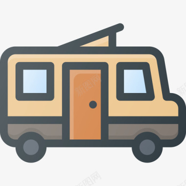 露营车野营远足线性颜色图标图标