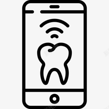 移动电话牙医18线性图标图标