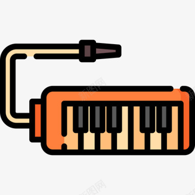 梅洛迪卡乐器13线性颜色图标图标