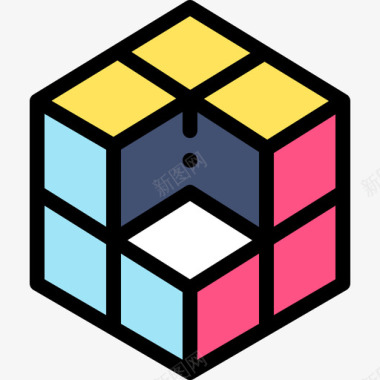 鲁比克斯立方体艺术15线性颜色图标图标