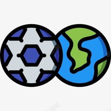 世界足球世界杯3线性颜色图标图标
