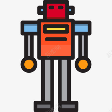 机器人玩具9线性颜色图标图标