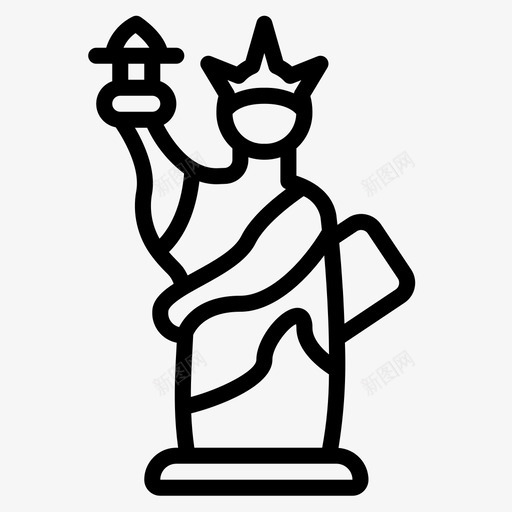 自由女神像地标和纪念碑直线型图标svg_新图网 https://ixintu.com 地标和纪念碑 直线型 自由女神像