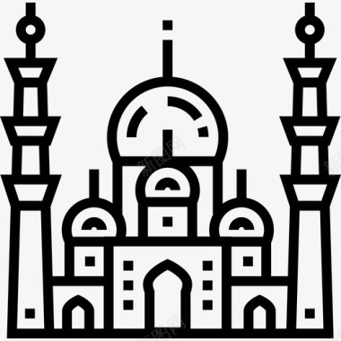 清真寺地标19直线图标图标