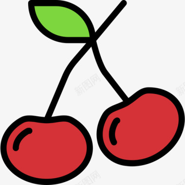 樱桃食物116线形颜色图标图标