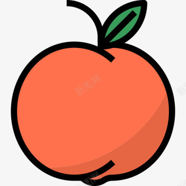桃水果和蔬菜9线形颜色图标图标