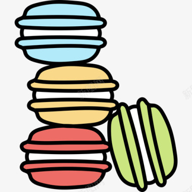 Macaron面包店63彩色图标图标