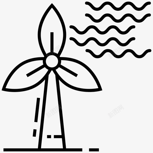 风能清洁能源绿色能源图标svg_新图网 https://ixintu.com 可持续能源 太阳能 清洁能源 环境和生态线图标 绿色能源 风能