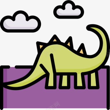 恐龙史前4线状颜色图标图标