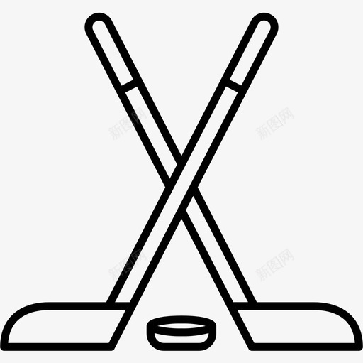曲棍球棒冬季运动直线型图标svg_新图网 https://ixintu.com 冬季运动 曲棍球棒 直线型