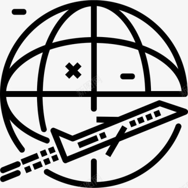 飞机旅行和旅游直线图标图标