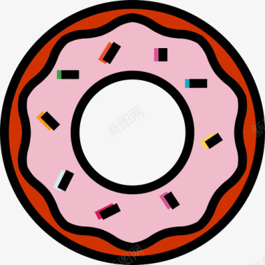 甜甜圈食品和饮料2线性颜色图标图标