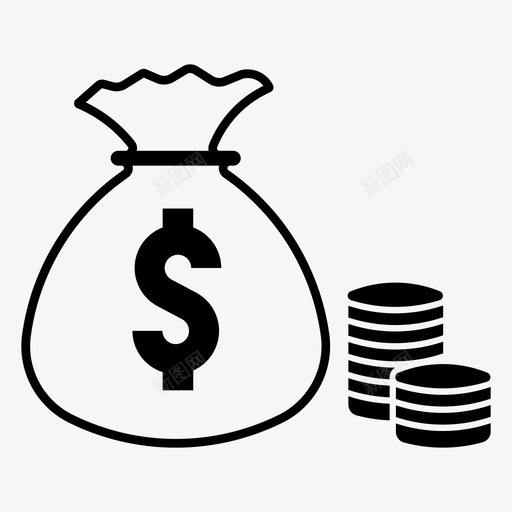 积累现金货币图标svg_新图网 https://ixintu.com 现金 积累 货币 钱袋 黄金
