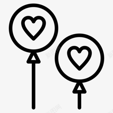 爱气球约会情人节图标图标