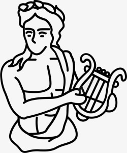 阿波罗高举乐器阿波罗古代神图标高清图片