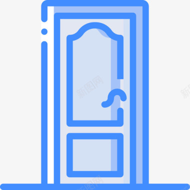 单门建筑门4蓝色图标图标