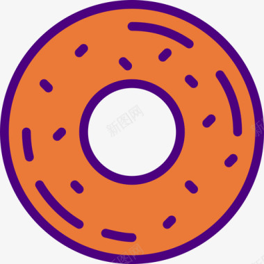 甜甜圈食品78线性颜色图标图标