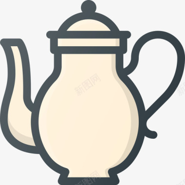 茶壶复古5线性颜色图标图标