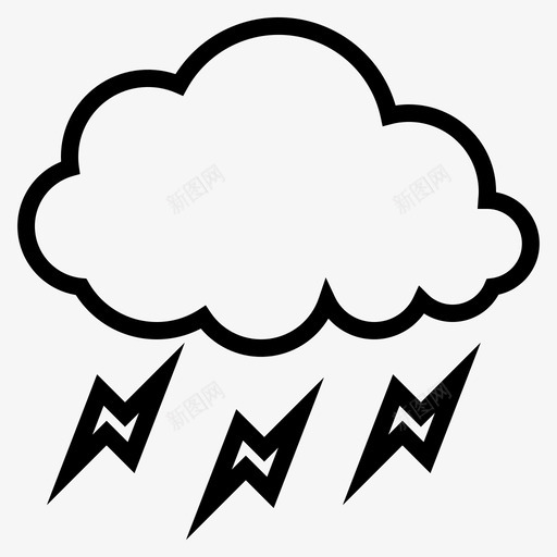 雷声季节符号图标svg_新图网 https://ixintu.com 天气 天气符号 天气预报 季节 温度 符号 雷声