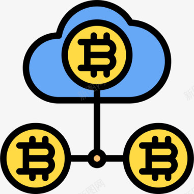 比特币云16线性颜色图标图标