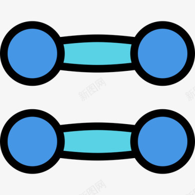 哑铃健身57线性颜色图标图标