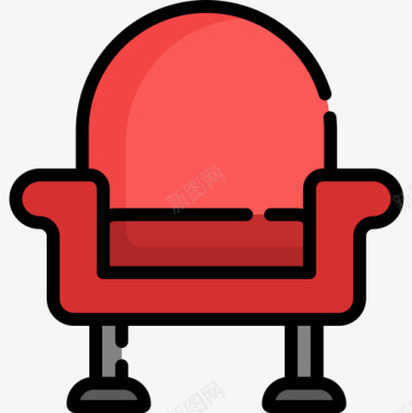 扶手椅展示2线性颜色图标图标