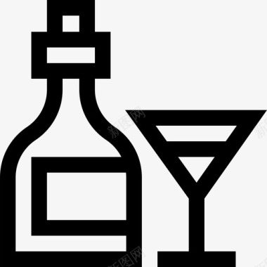 鸡尾酒自由时间3直线型图标图标