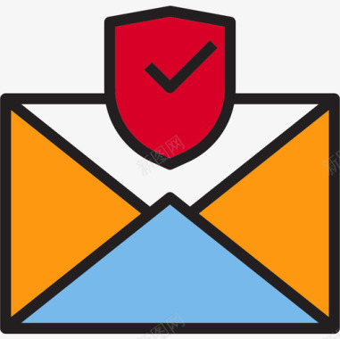 电子邮件网络安全41线颜色图标图标
