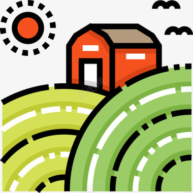 农场在村庄4线性颜色图标图标