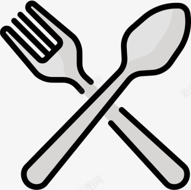 叉子快餐43线状颜色图标图标
