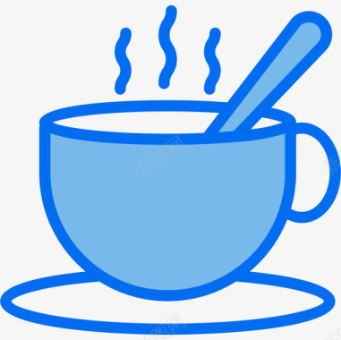 咖啡杯商务元素2蓝色图标图标