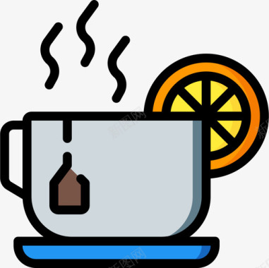 茶杯9号咖啡厅线性颜色图标图标