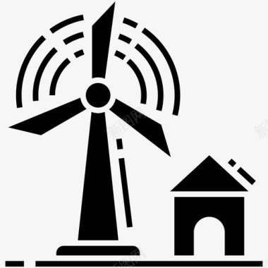 风力涡轮机生态自然能源图标图标