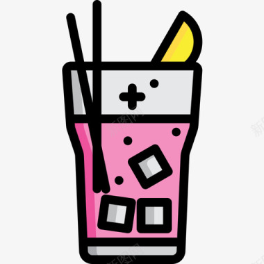 鸡尾酒酒精饮料3线性颜色图标图标