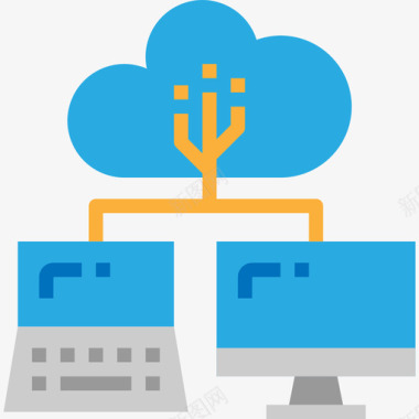 网络计算机与技术平面图标图标