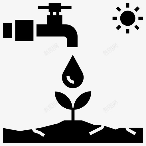 缺水农业干旱图标svg_新图网 https://ixintu.com 农业 干旱 未来耕作雕文 灌溉 缺水 节约
