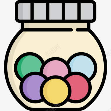 糖果罐糖果店2线性颜色图标图标