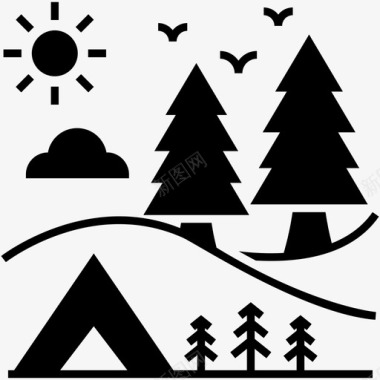 露营冒险森林图标图标