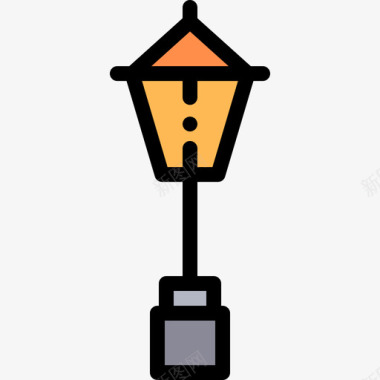 路灯荷兰4线型颜色图标图标