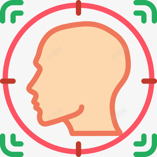 面部识别生物识别3平面图标svg_新图网 https://ixintu.com 平面 生物识别3 面部识别